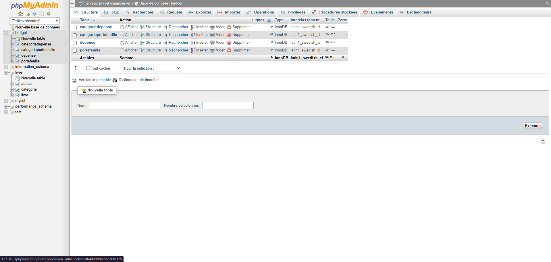 Historique des dépenses