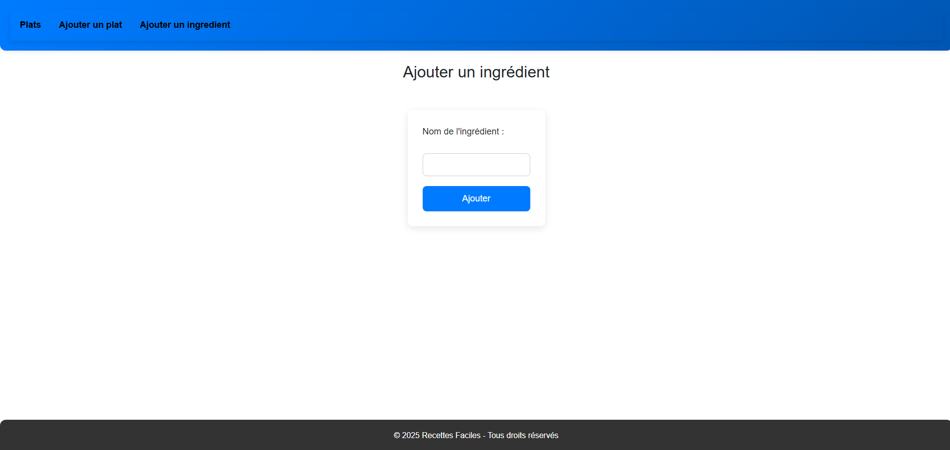 Base ingrédients MySQL Cooksy